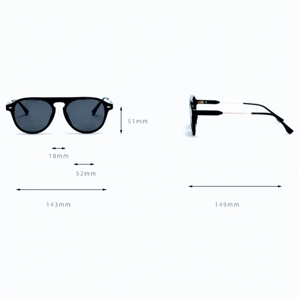 NEW Black / Gold Frames with Black Lenses Round Brow Bridge Retro Unisex Shades